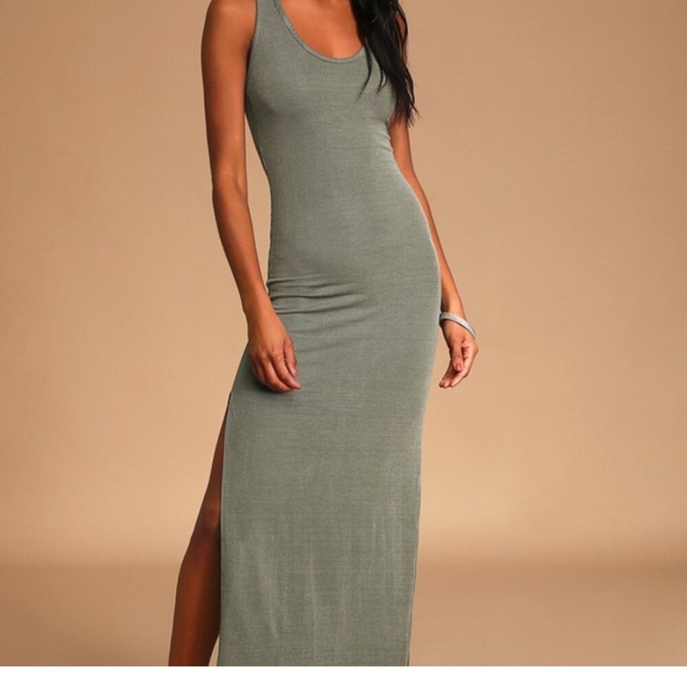 Lulu's Sage Green Sleeveless Maxi Dress